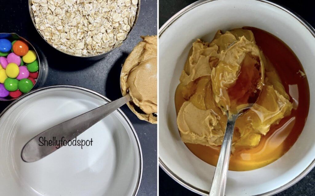 Peanut butter and honey in bowl