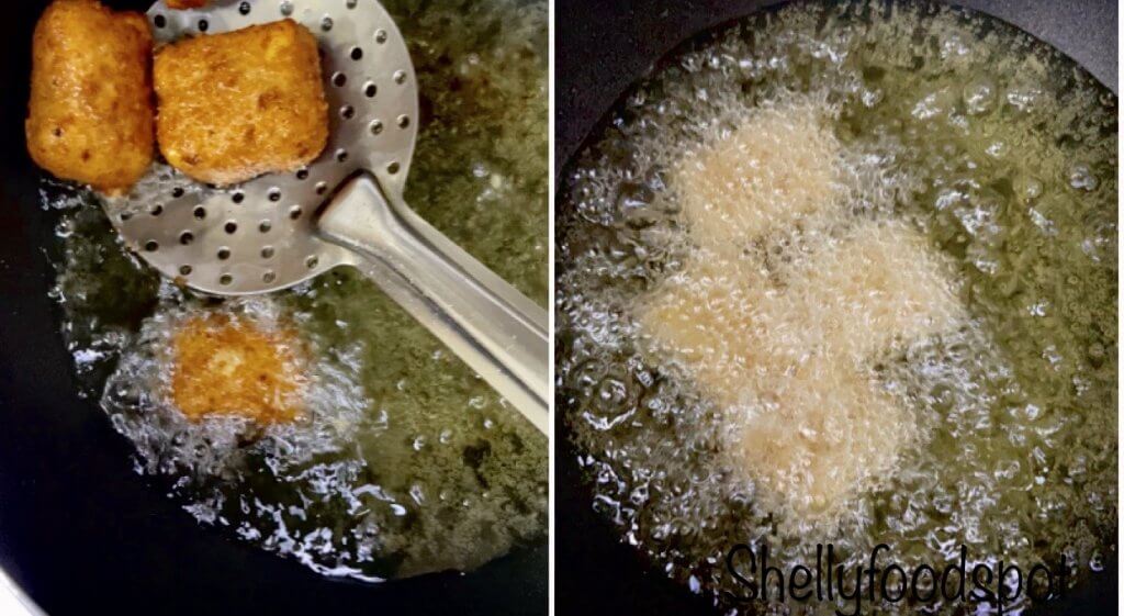 Frying the nugget in oil