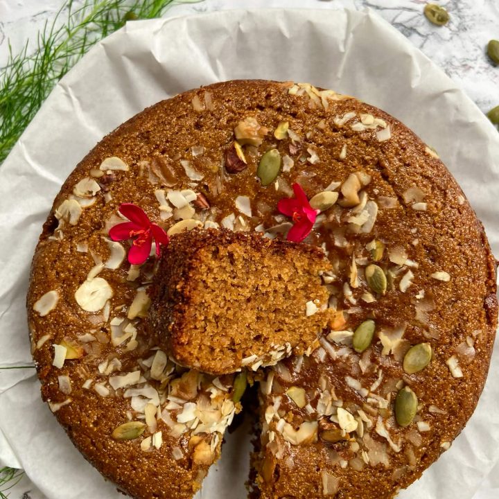 Eggless wheat cake with jaggery