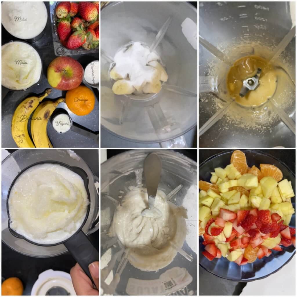 How to make fruit cream|fruit cream with malai 3